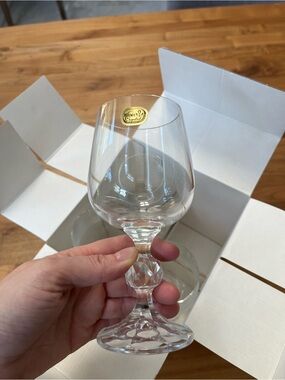Bohemia Crystal “Claudia” Goblet Glasses 230 mL - Set of 4. Czechoslovakia.